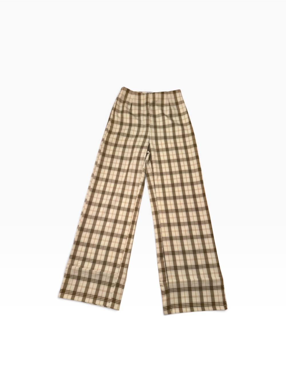 Princess Polly Beige and Brown Plaid Wide-Leg Pants